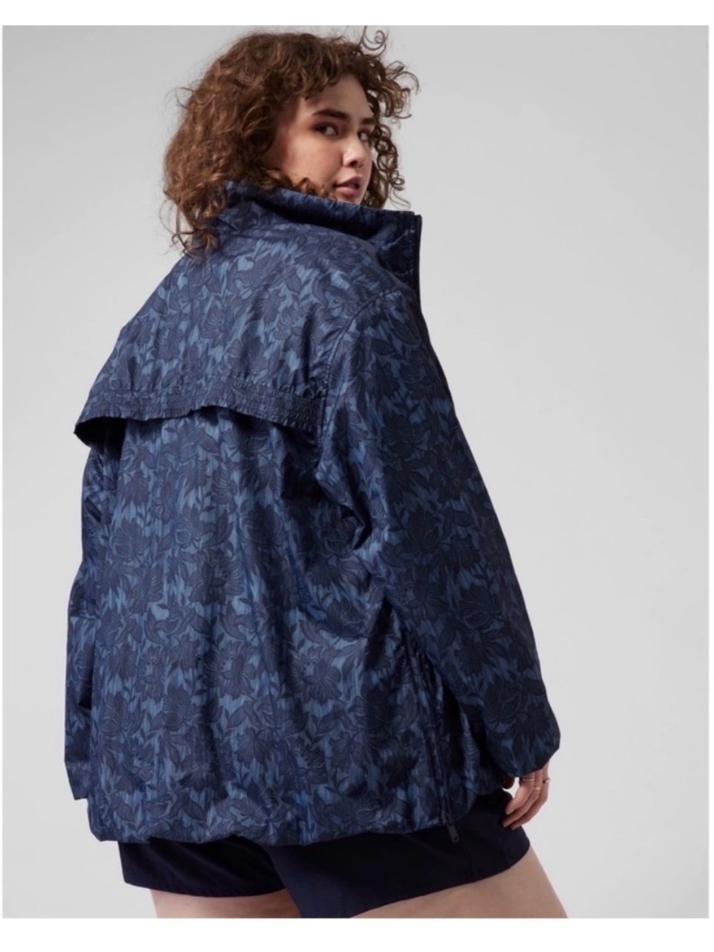 ATHLETA Sightseer Lace Jacket Women’s 2X Navy Black Floral Windbreaker Full Zip - Picture 2 of 14